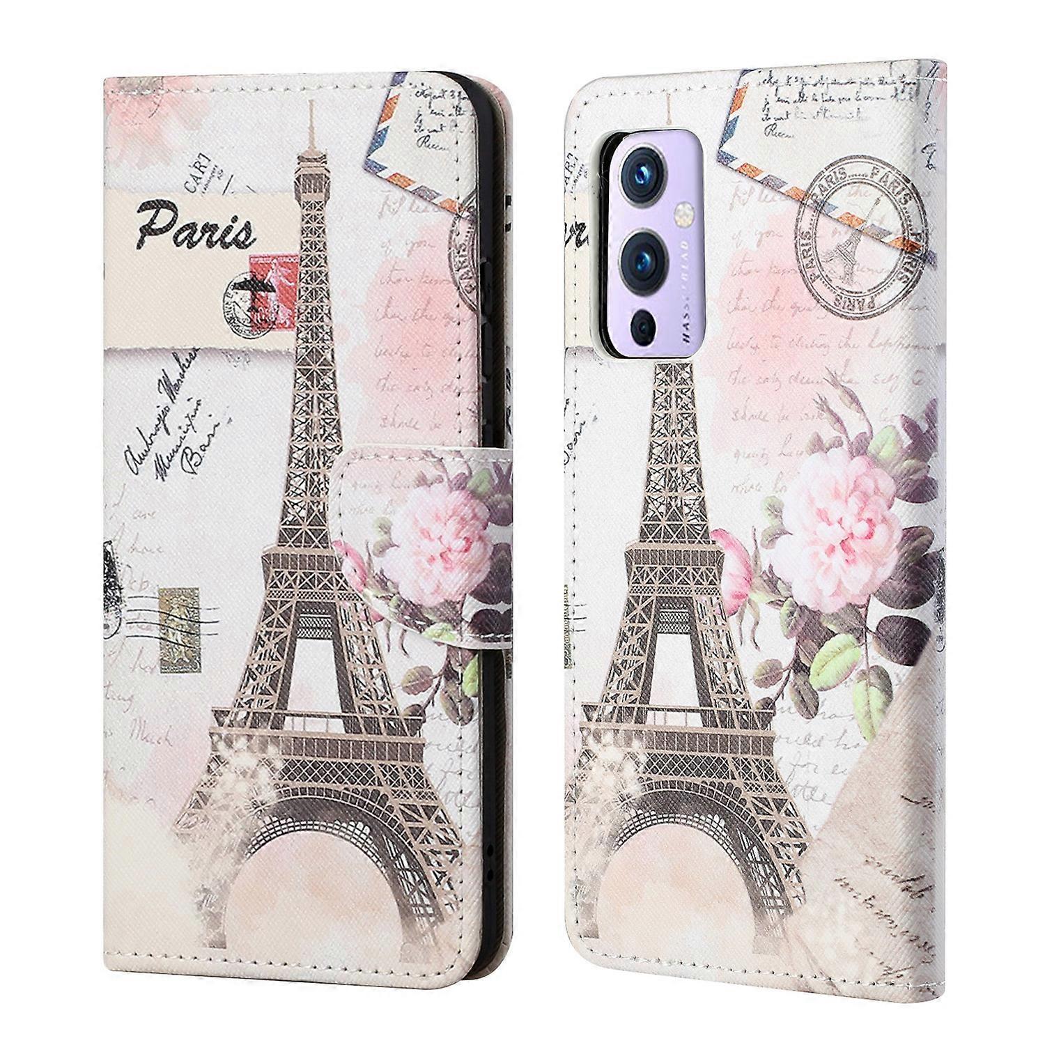 Wallet Stand Design Pattern Printing Cross Texture Leather Case Shell for OnePlus 9 Pro