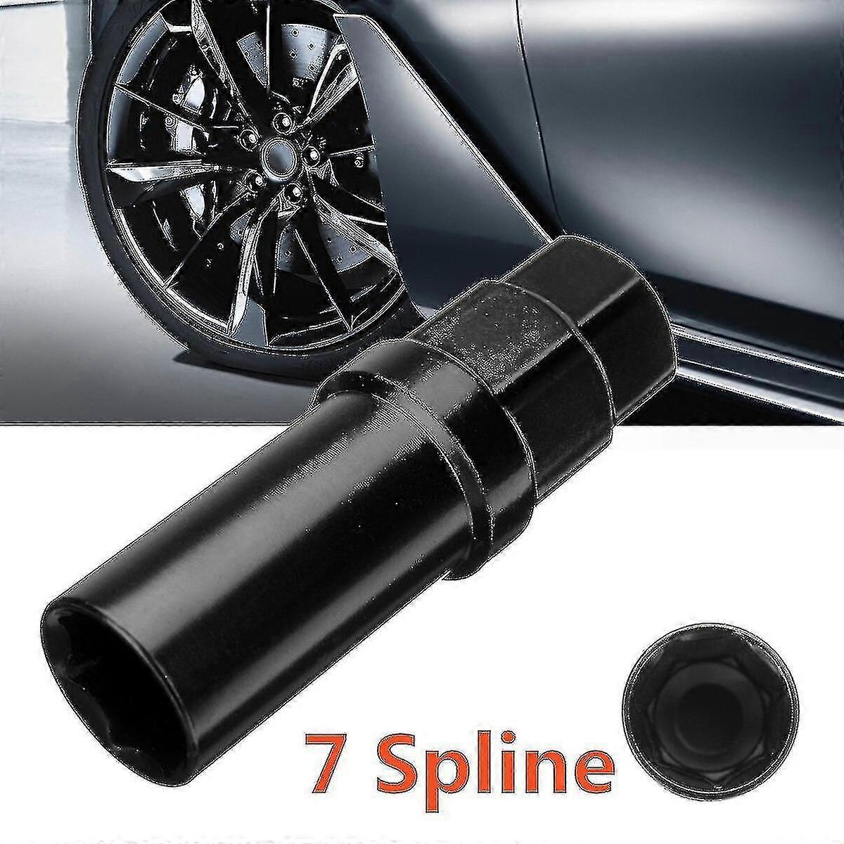 Black 7 Sided Spline Tuner Lug Nut Locking Socket Key Removal Steel Tool