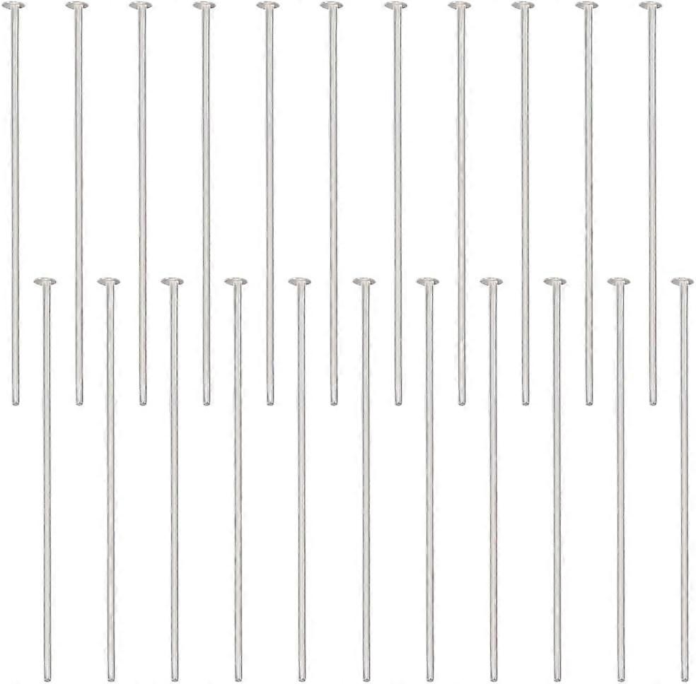 1Box 40Pcs 25mm Head Pins Sterling Silver Flat Eye Quilting Satin Straight Pins