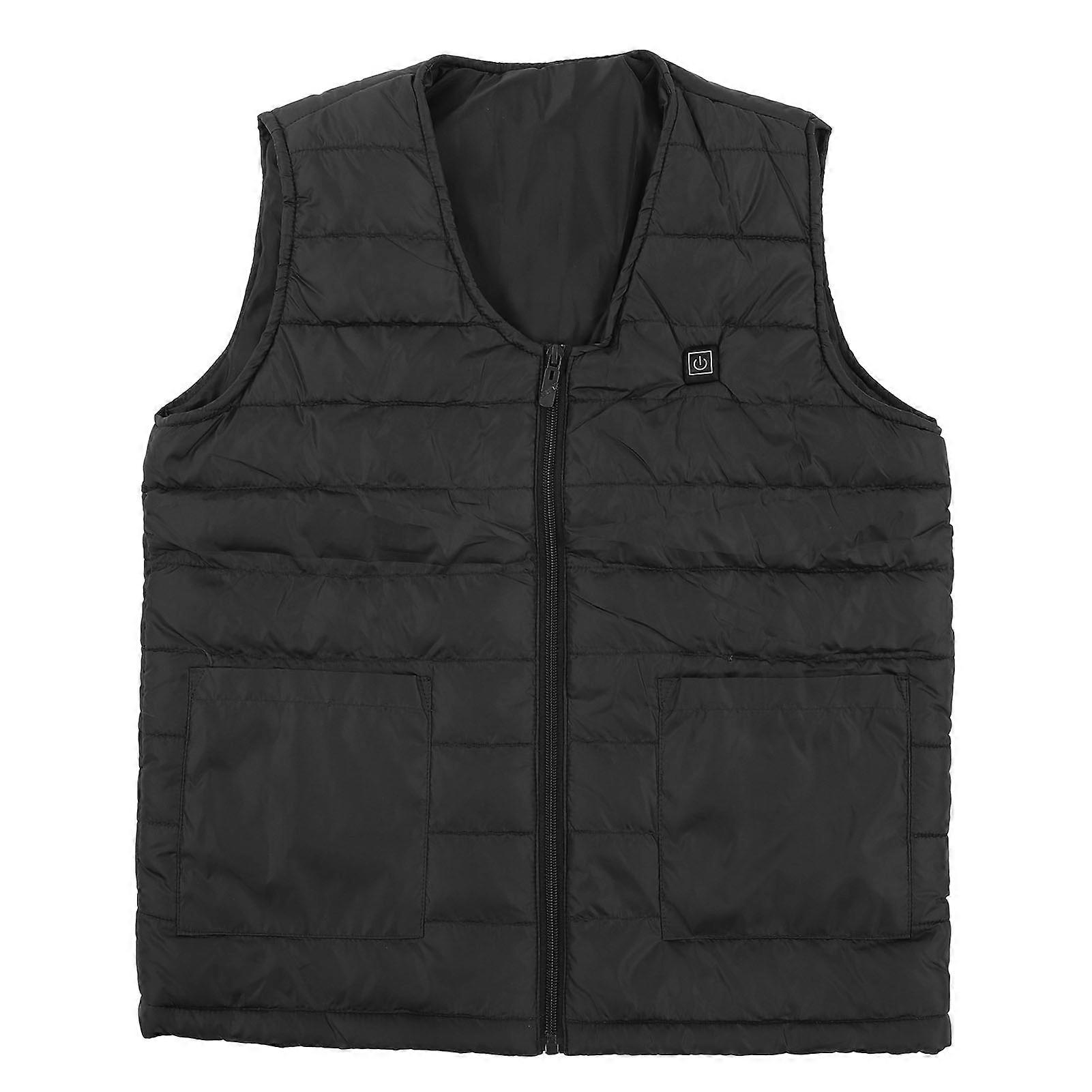 Beheizte Weste V-Ausschnitt Smart Constant Temperature Atmungsaktive warme Heizweste für Winter Schwarz 5XL