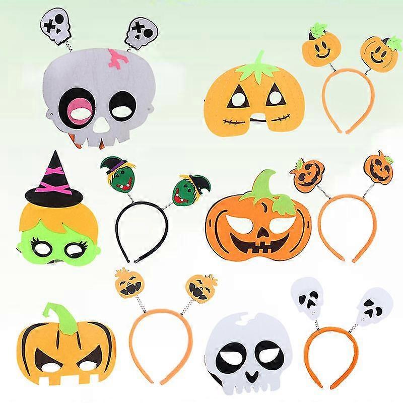 6pcs Halloween Supplies Pumpkin Ornaments Headband Skull Mask Hair For Kids Adults (Random Style)