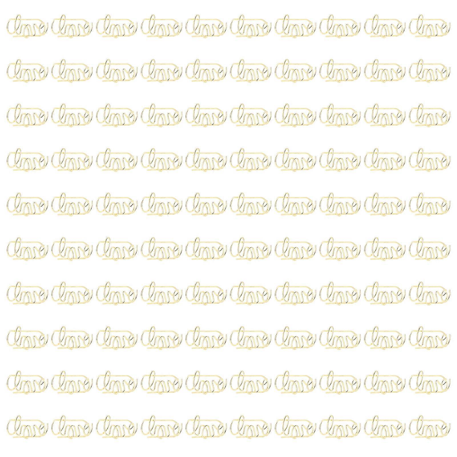 100pcs Paper Clips Portable Cute Mini Electroplated Gold Metal Paper Clips for Office Home File Sorting with Storage Box Love