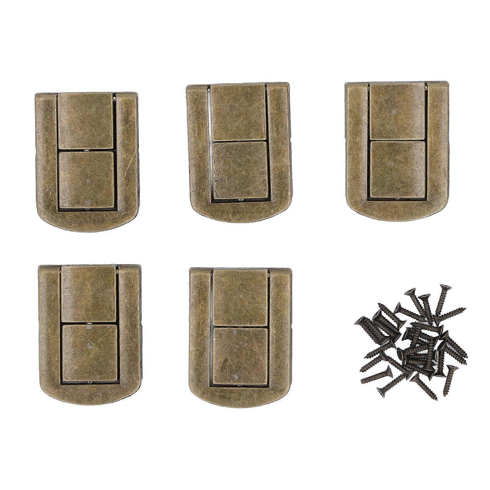 5sets Box Clasp DIY Green Bronze Retro Design 43x32mm 4 Mounting Holes Zinc Alloy Retro Design Latch Clasp with Screws