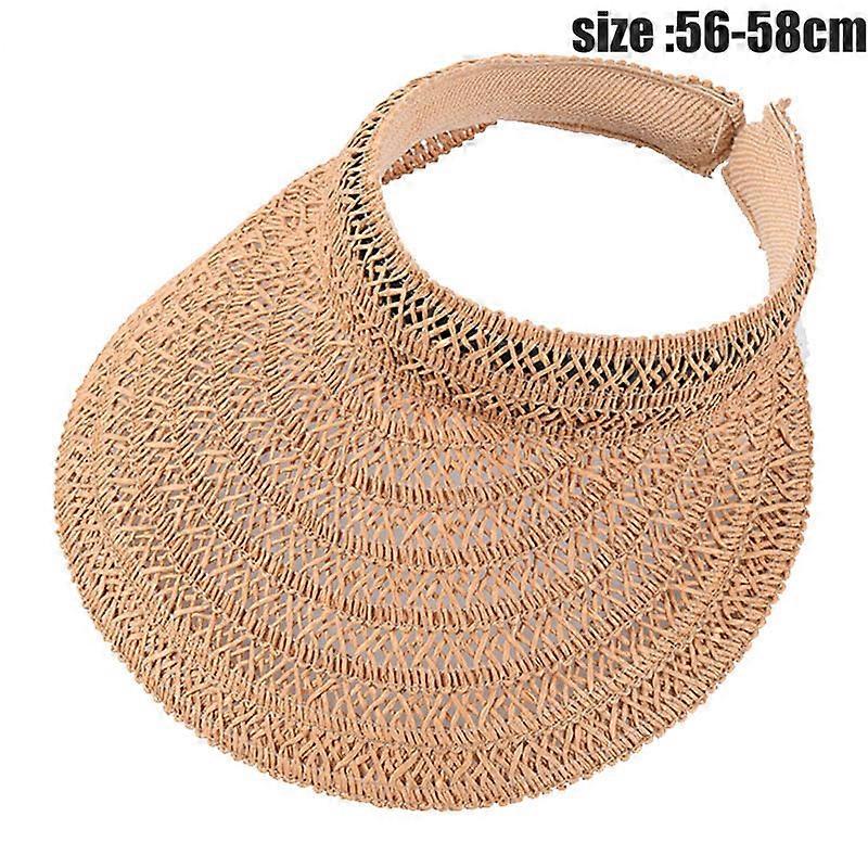 Summer Empty Top Straw Visor Wide Brim Ladies Hat Casual Wild Sun Hat