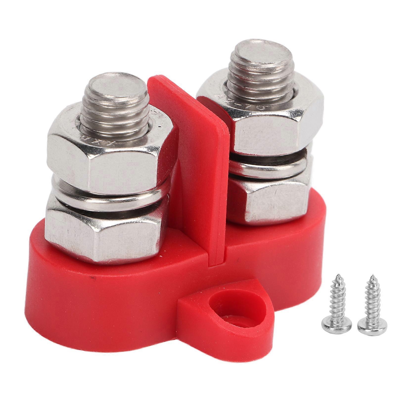M10 3/8in Power Distribution Terminal Block Dual Isolated Stud for Car Trailer Boat DC 48VRed