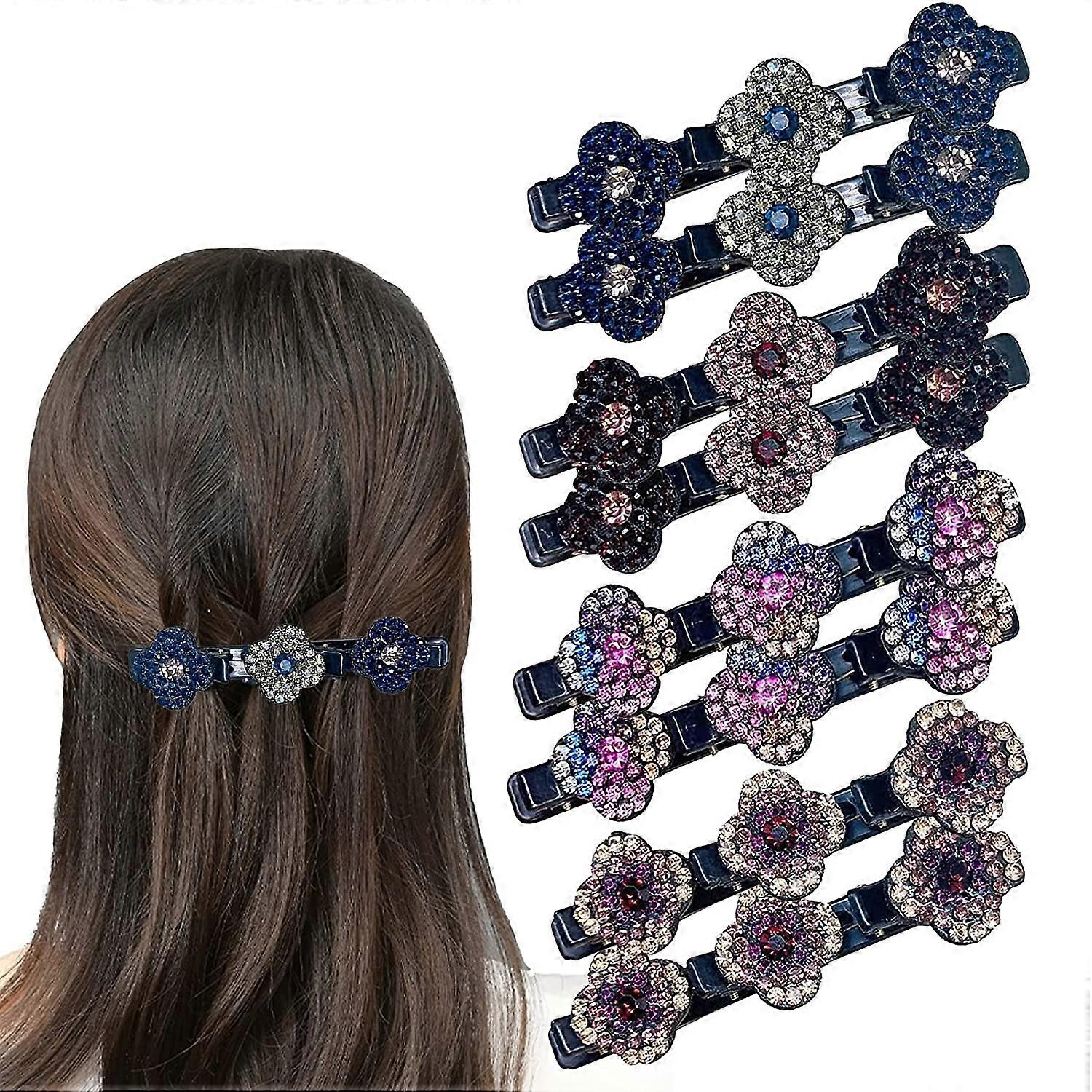 Glitzernde Kristallstein-Geflecht-Haarklammern Für Damen – 4-teiliges Set Mit Strasssteinen, Perfekt Für Parties & Alltag