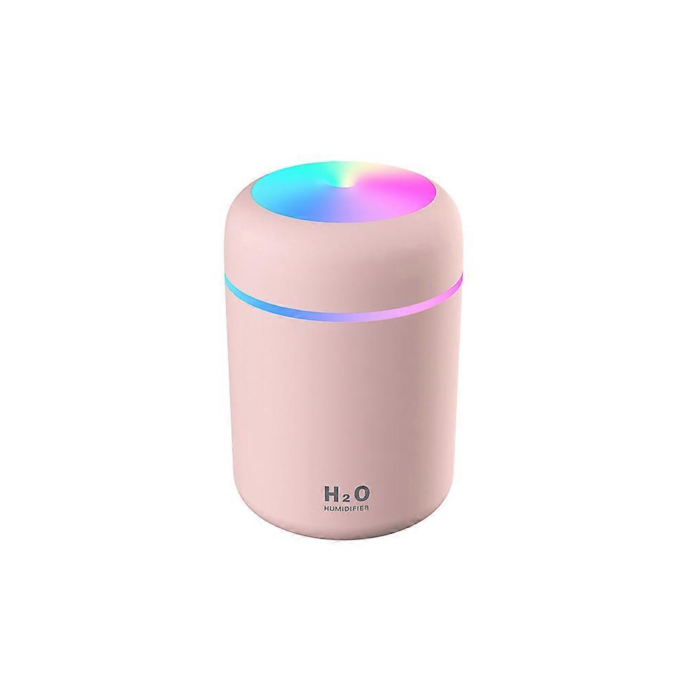(Pink) Air Humidifier, 300ML Mini Humidifier with 2 Adjustable Mist Modes, Auto Shut Off and Colorful Night Light, USB Portable Humidifier for Cars, B