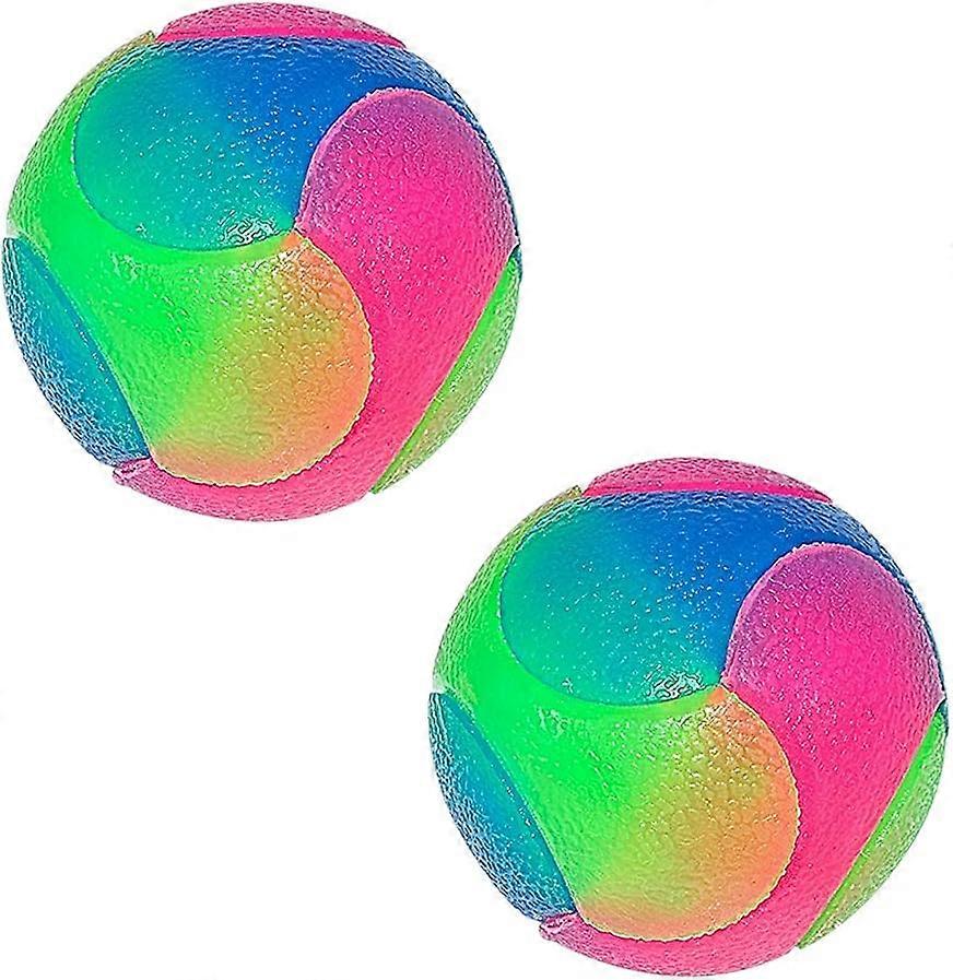 LED Dog Ball Dog Toy Ball Interactive Bouncing Light Ball with Elastic Flashing Dog Ball Glitter Dog Toy (2PC Smooth Ball),2024 Ping