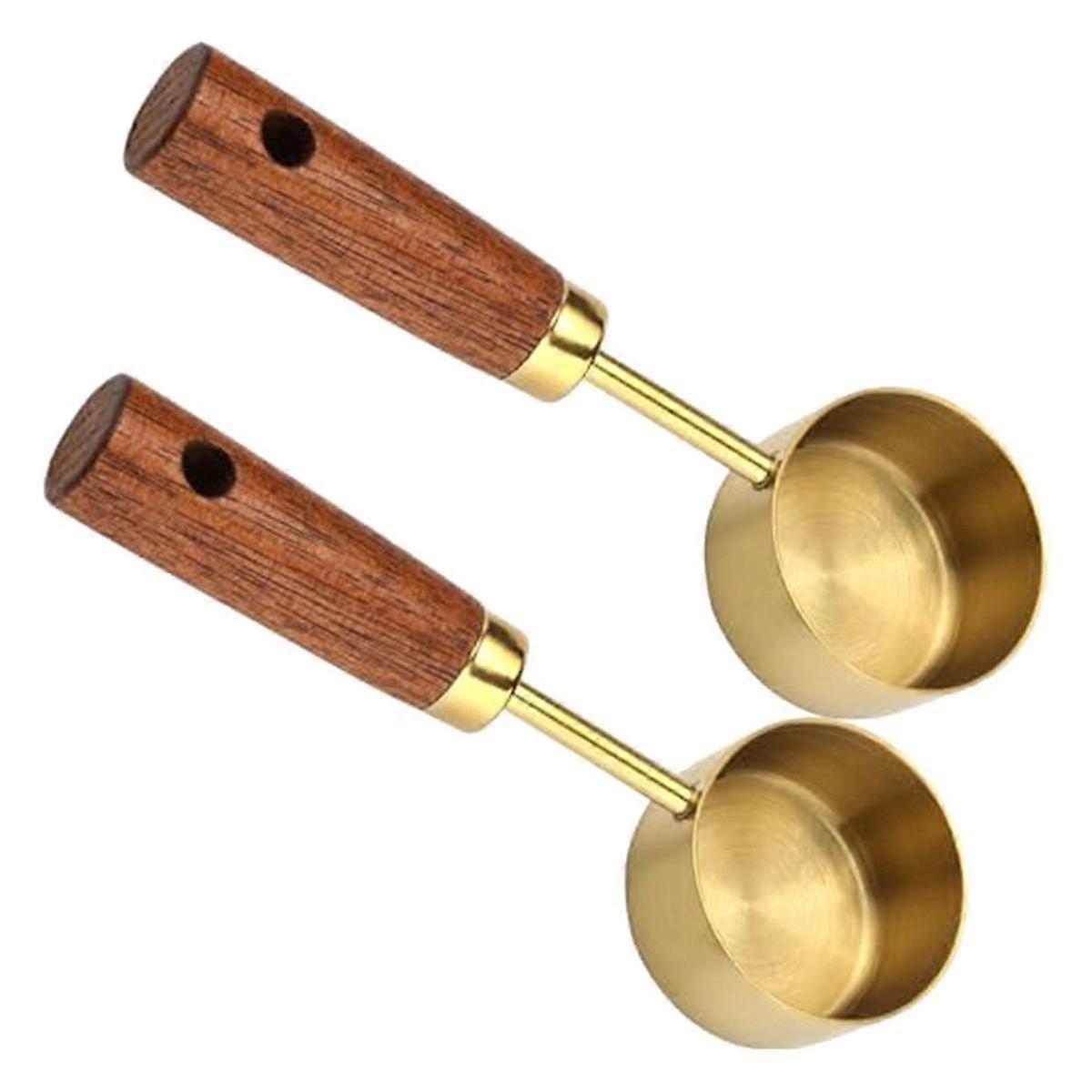 Stainless Steel Coffee Scoop for Ground Coffee, 15ml Coffee Measuring Scoop with Woodle Handle Coff