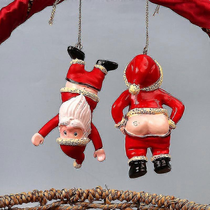 Window Panel Decor Tree Pendant Resin Funny Christmas 2pcs, Red
