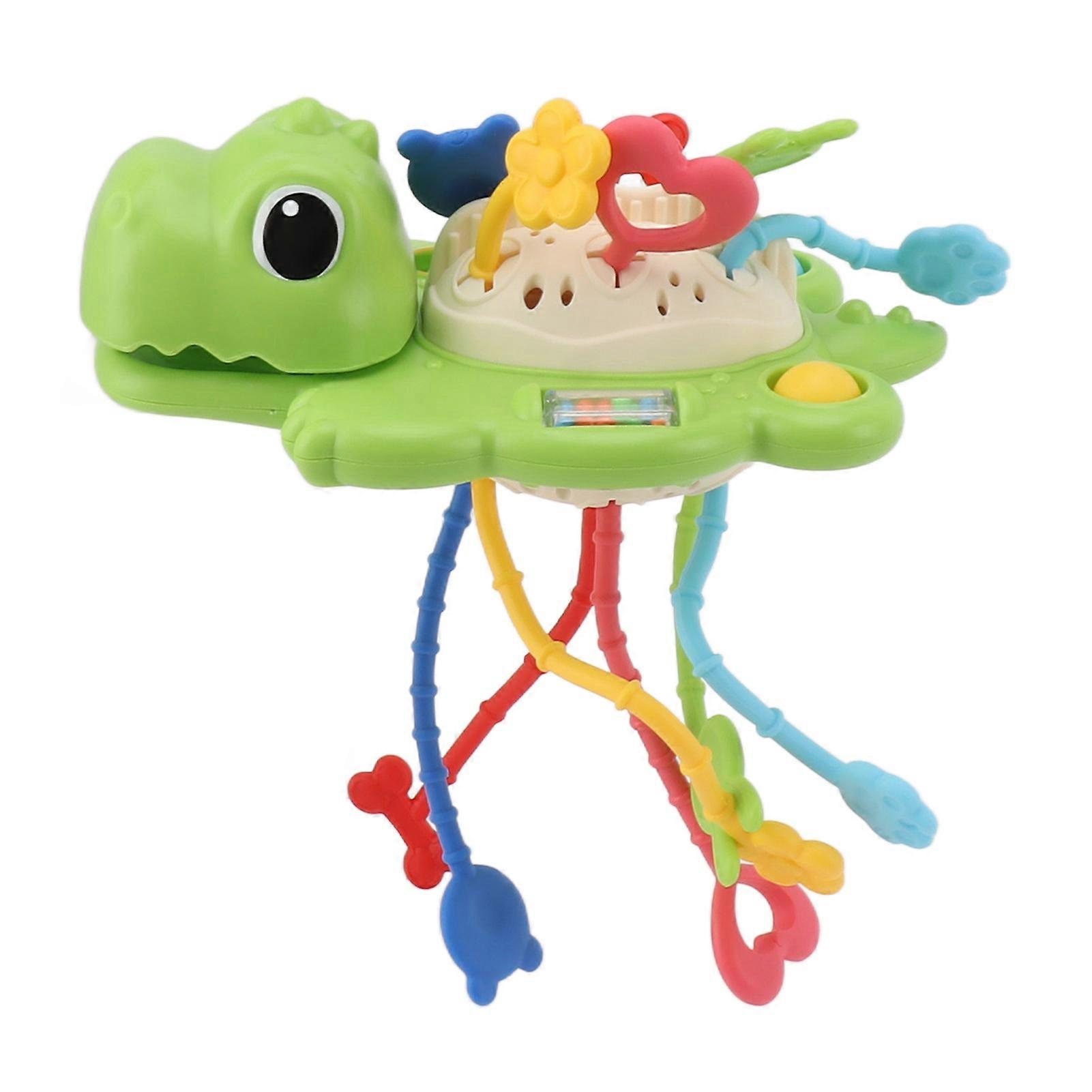 Baby Pull String Toy Teething Early Educational Portable Interactive Toy for Infants Toddlers Dinosaur