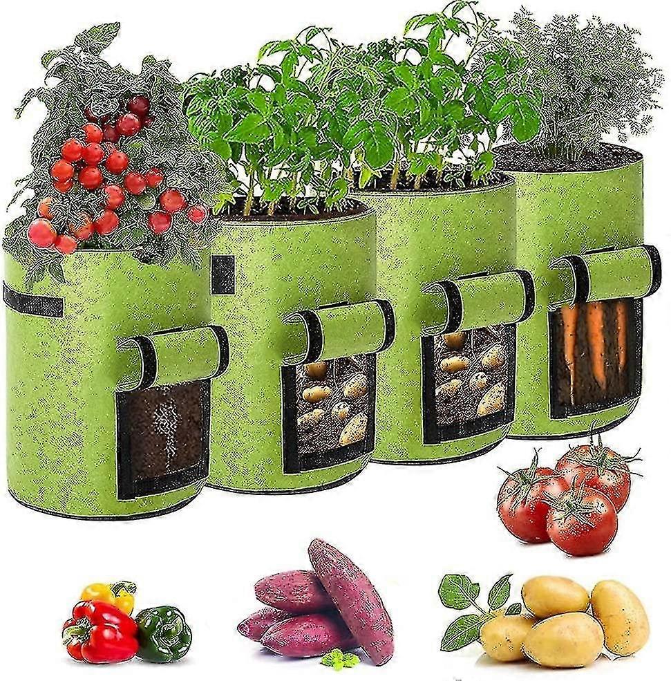 4er-Pack 7 Gallonen Pflanzensäcke für Tomaten, Erdbeeren, Gemüse. Gartenkartoffel-Anbausäcke Pflanze