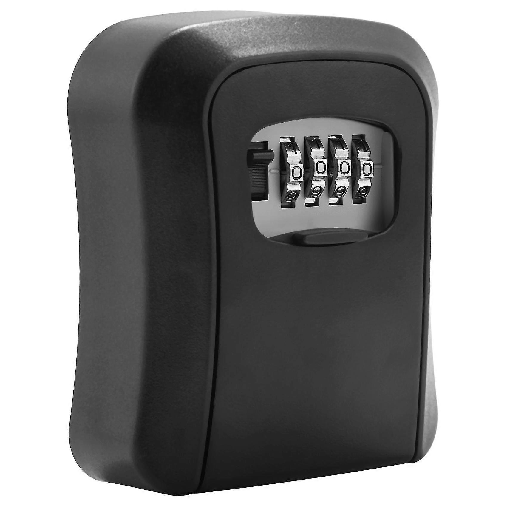 Black Password Key Lock Box Wall Mounted Zinc Alloy Key Box Weatherproof 4 Digit Combination Key St