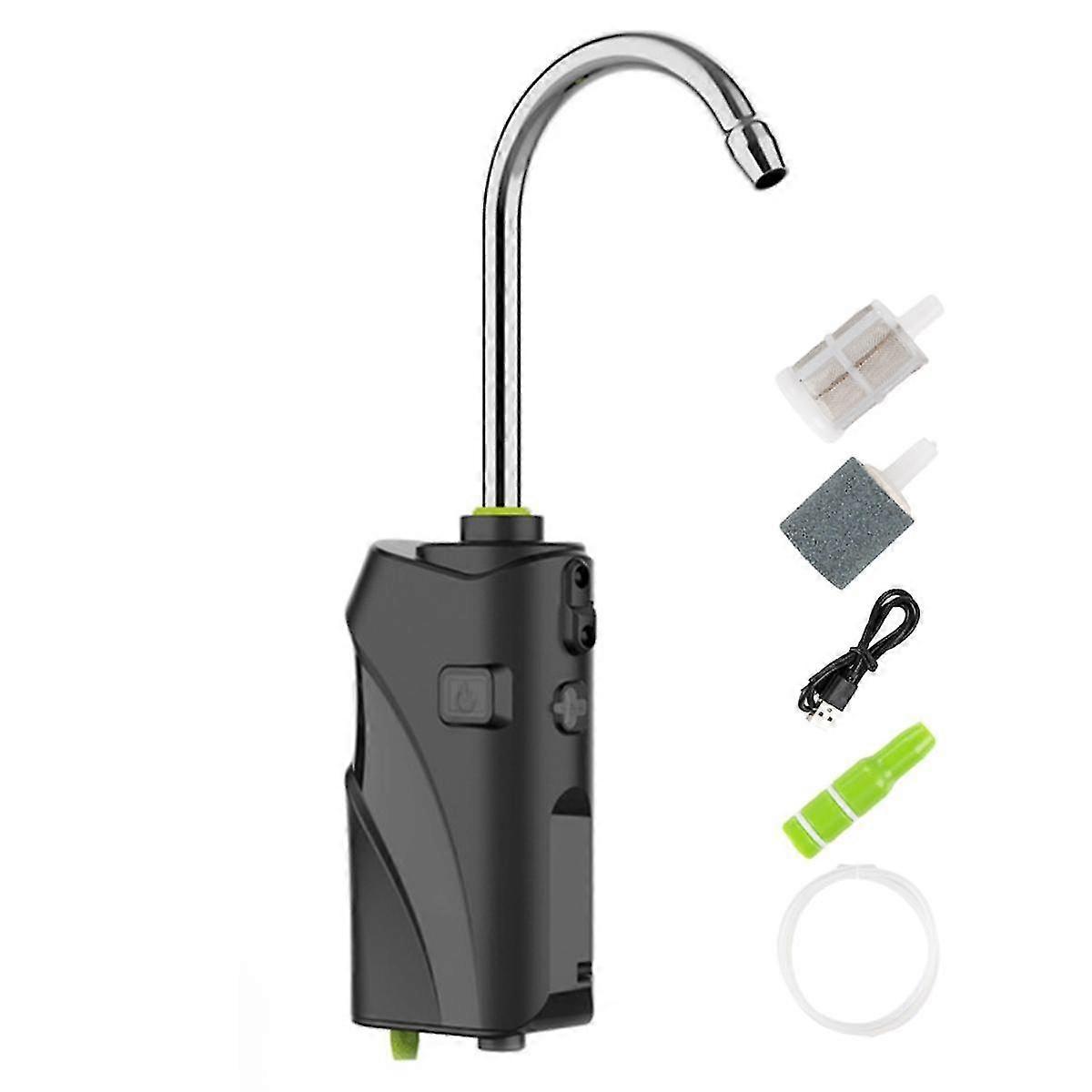 3 in 1 Outdoor Angeln Sauerstoffversorgung Luftpumpe USB Intelligenter Sensor Wasser Sauerstoffpumpe Tragbare Smart Led Licht-schwarz