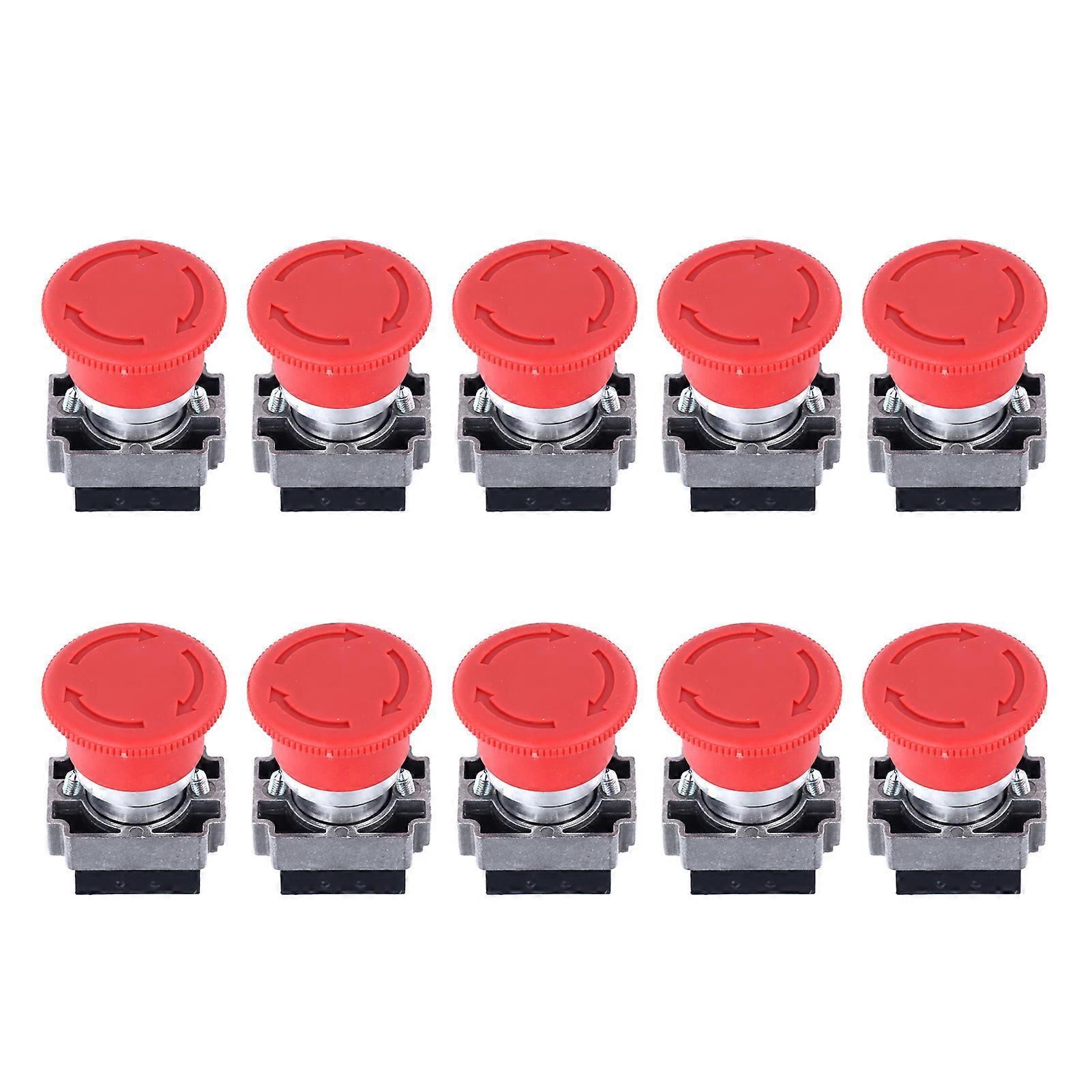 10Pcs Self Locking Push Switch Aluminum Alloy Resetting Selector Start Stop Button XB2 22mm
