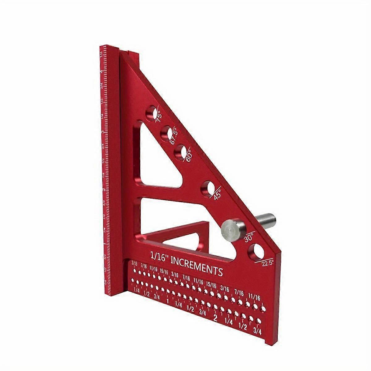 Aluminum Miter Triangle Ruler - 3D Multi-Angle Woodworking Square Protractor - Enhanced Hole Scribe