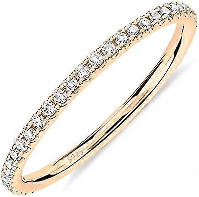 14K Gold Plated Solid 925 Sterling Silver CZ Simulated Diamond Stackable Ring Eternity Bands for Women