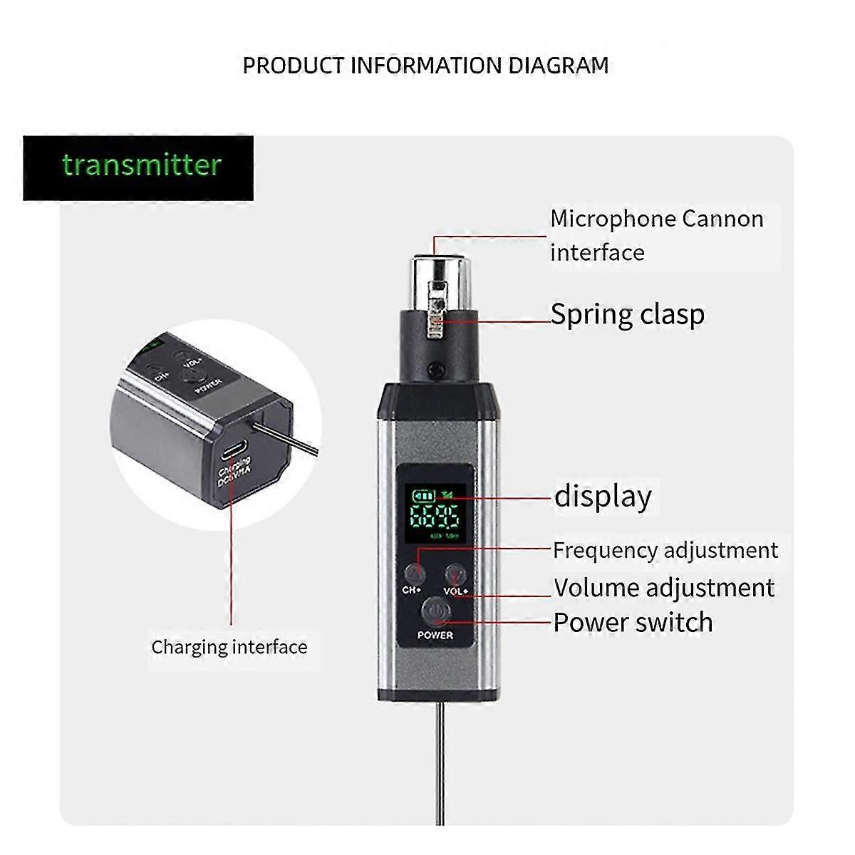 Wireless Microphone Converter Microphone Transmitter Receiver Xlr Microphone Wireless System For Dynamic Microphone