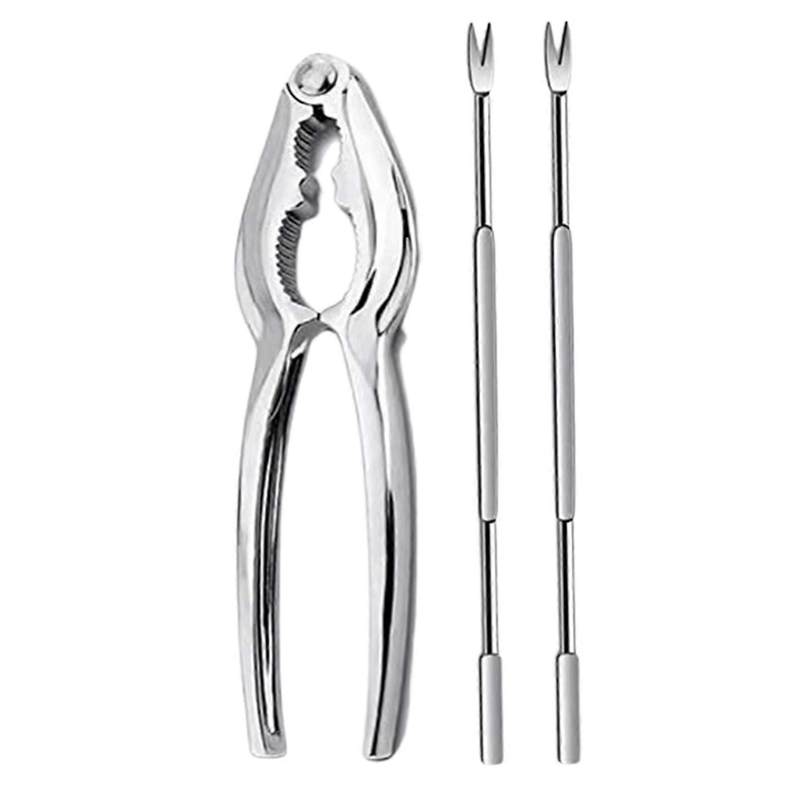 Farfi 1 Set Fish Clamp Ergonomic Handle Safe Labor-saving Crab Claws Corrosion-resistant Simple Walnut Nut Tongs For Home