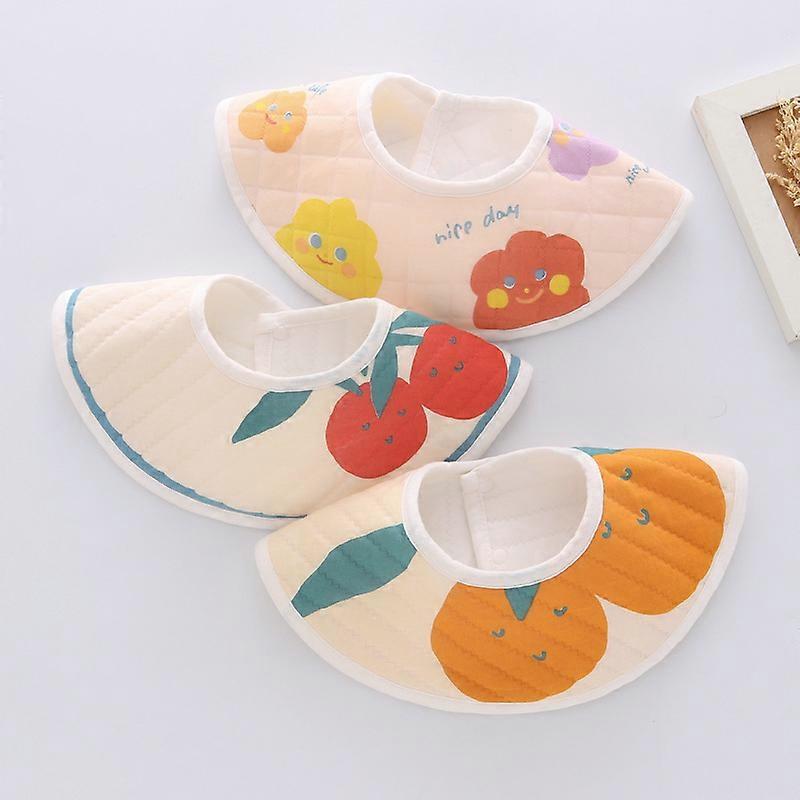 3PCS Baby Petal Bibs 360-Degree Rotating Multicolor Cotton ,Small Yellow Duck