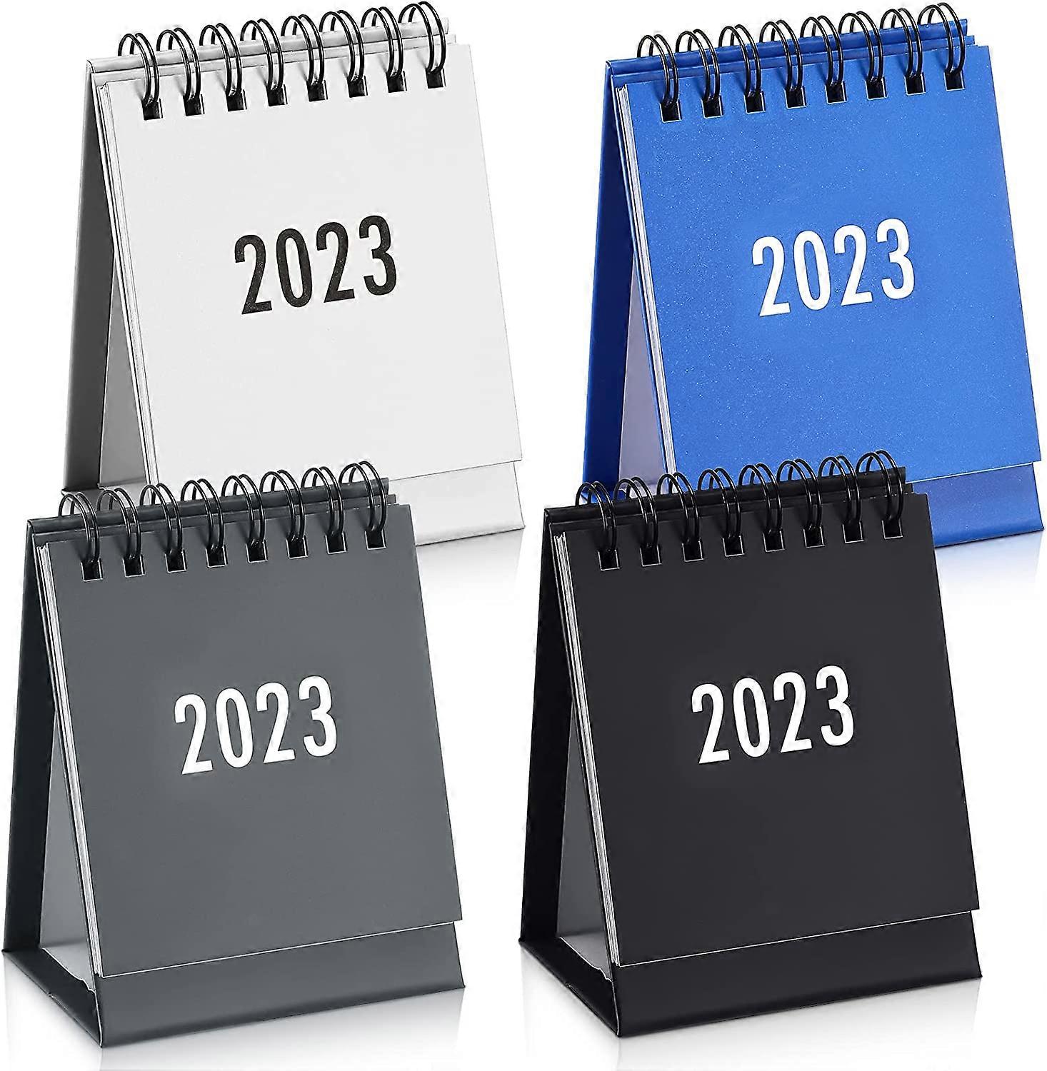 4 Pcs Mini Desk Calendar 2022-2023 August 2022 to Dec 2023 Small Monthly Desk Calendar 2023 Flip Standing Desktop Calendar 2023 Twin Wire Binding with