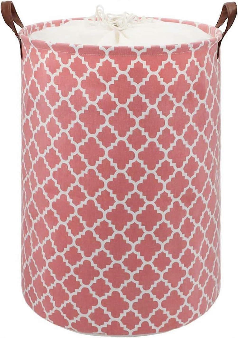 Sundries Collapsible Dirty Clothes Hamper, Diamond Pattern, Pink, Large