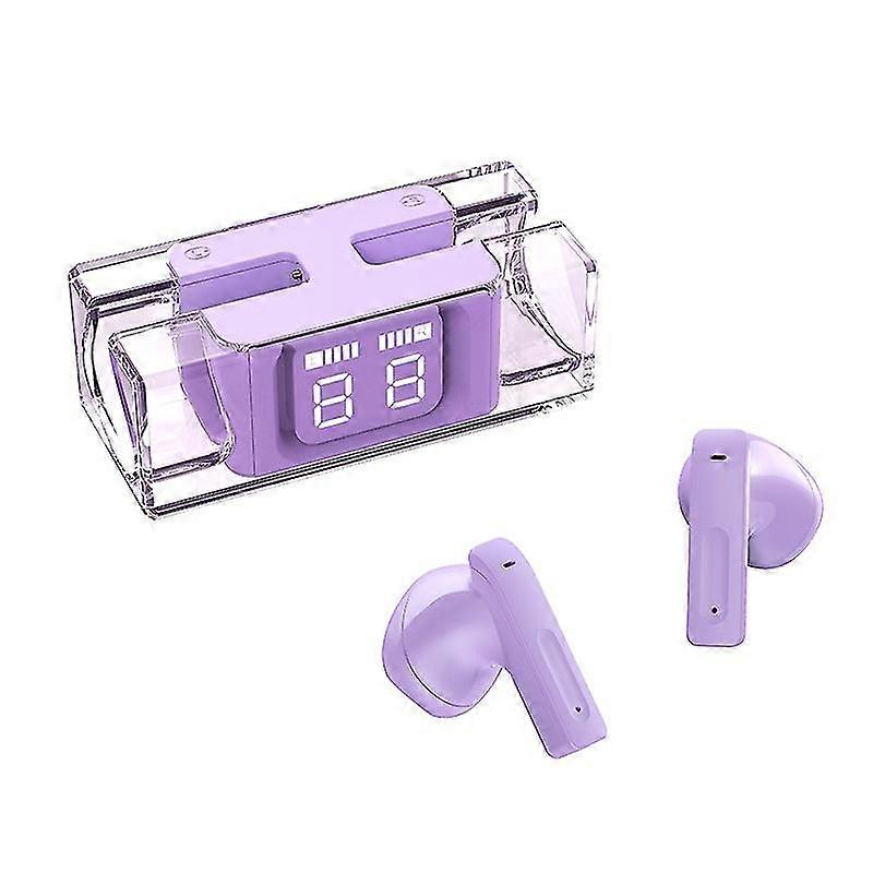 E90 Bluetooth Tws Transparent Compartment Game Earphone in Purple - Immersive Gaming Experience with Transparent Bluetooth Earphones (107+)