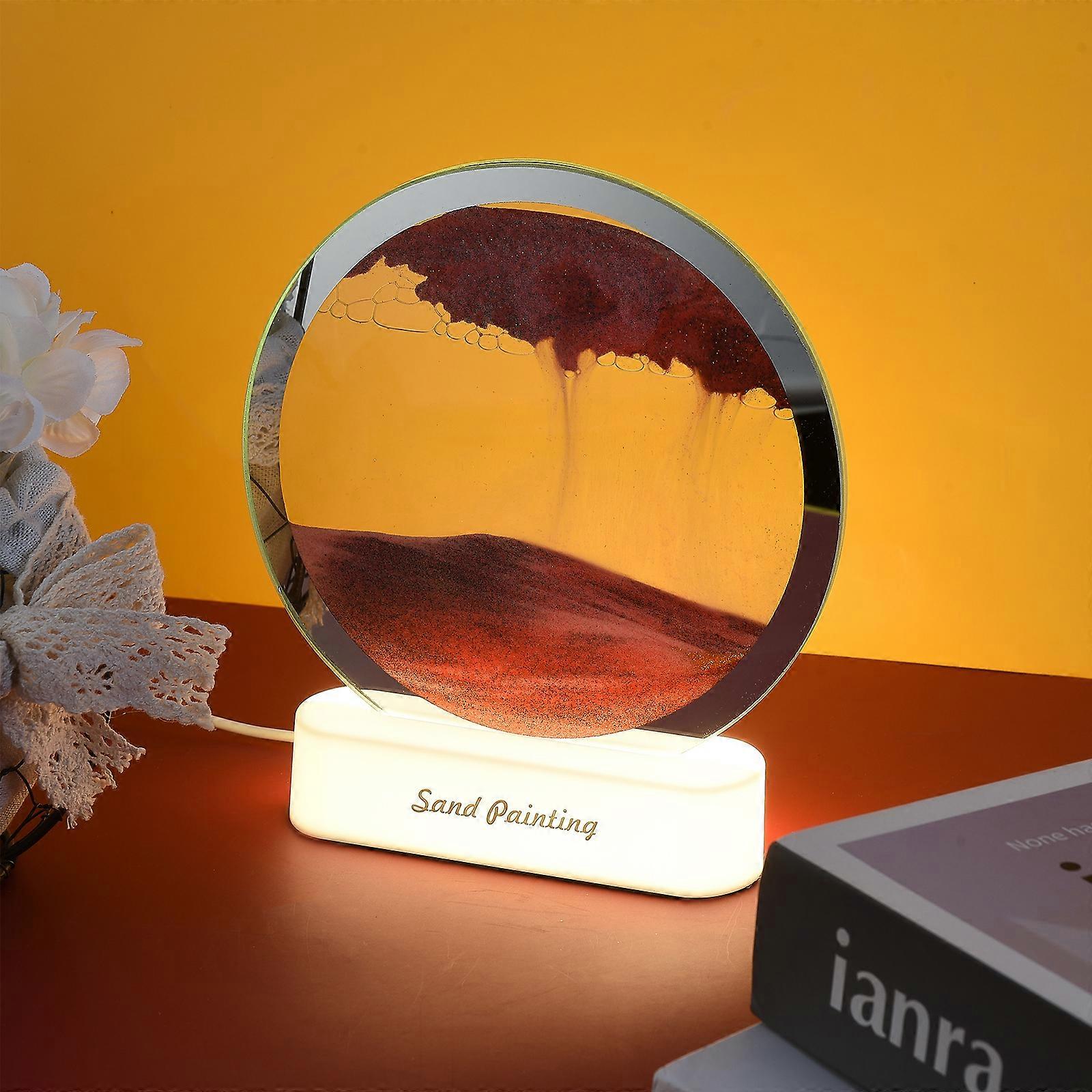 3D Moving-Sand Frame Art Picture Glass Sandscape in Motion Display Flowing LED