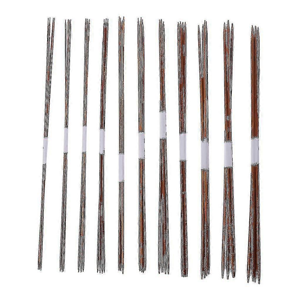 44pcs In 11sizes 14.2in Smooth Carbonized Bamboo Double Pointed Straight Knittin