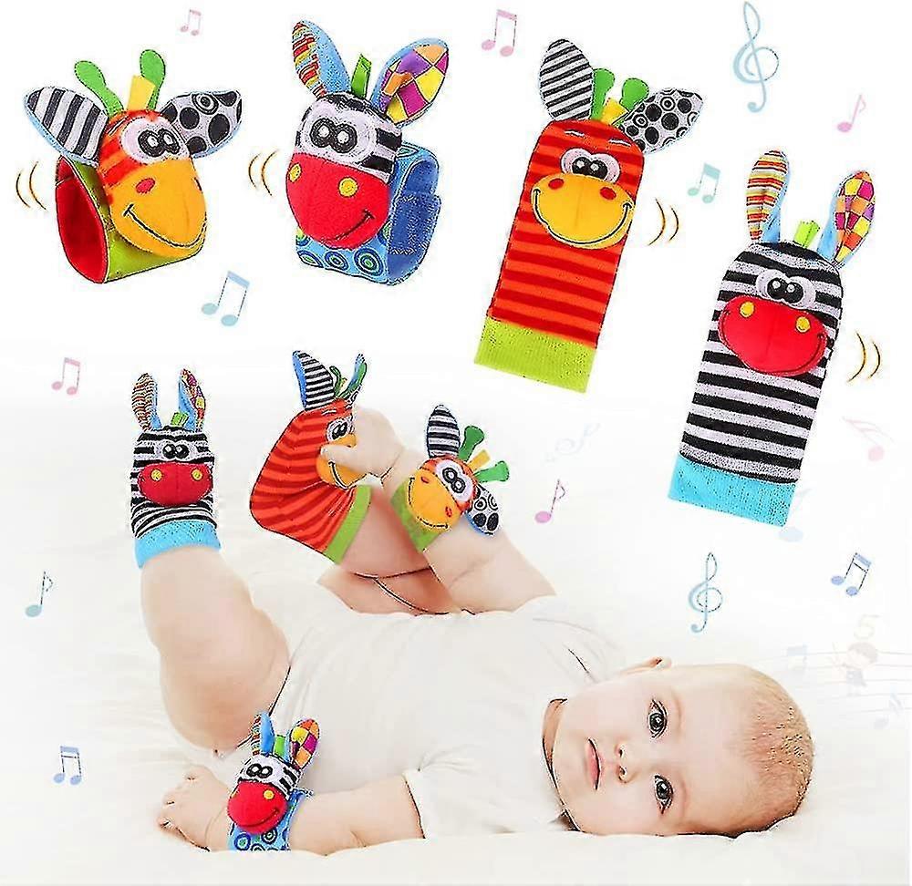 4pcs Baby Wrist Rattles&footfinder Set Baby Rattles Toys