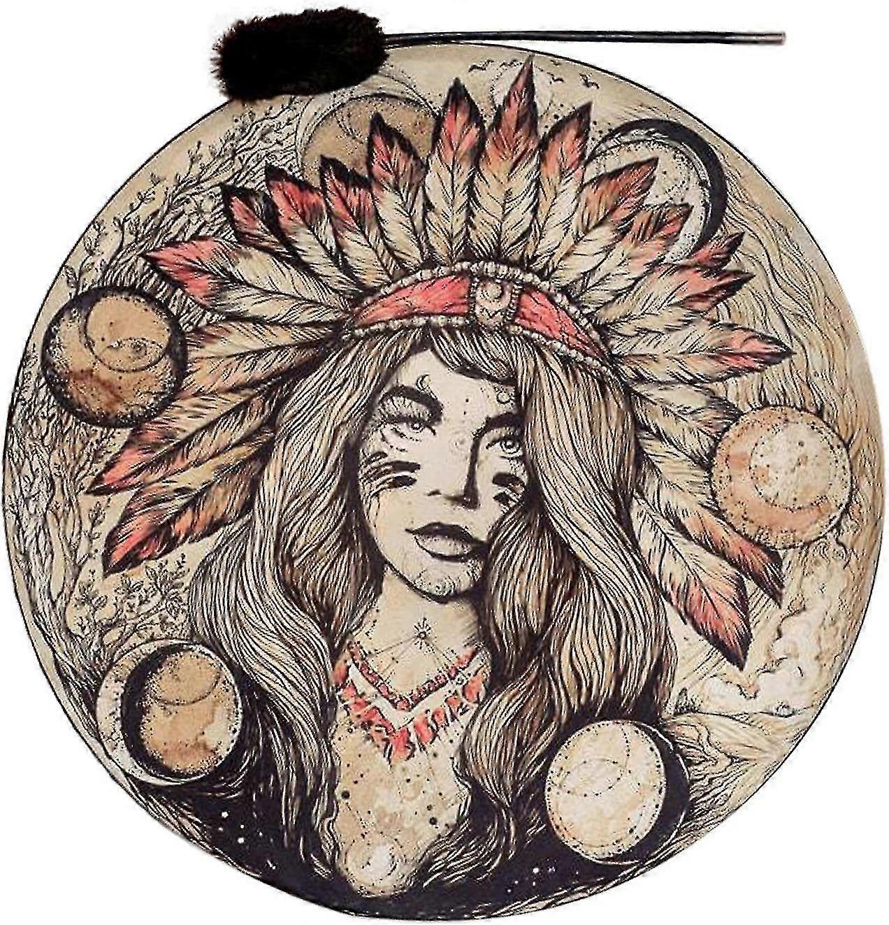 Shaman Drum Hand Drum - Shamanic Native Drum With Drumstick | Sound Healing Drum Gifts Decorations For Meditation, Spiritual, Yoga Room
