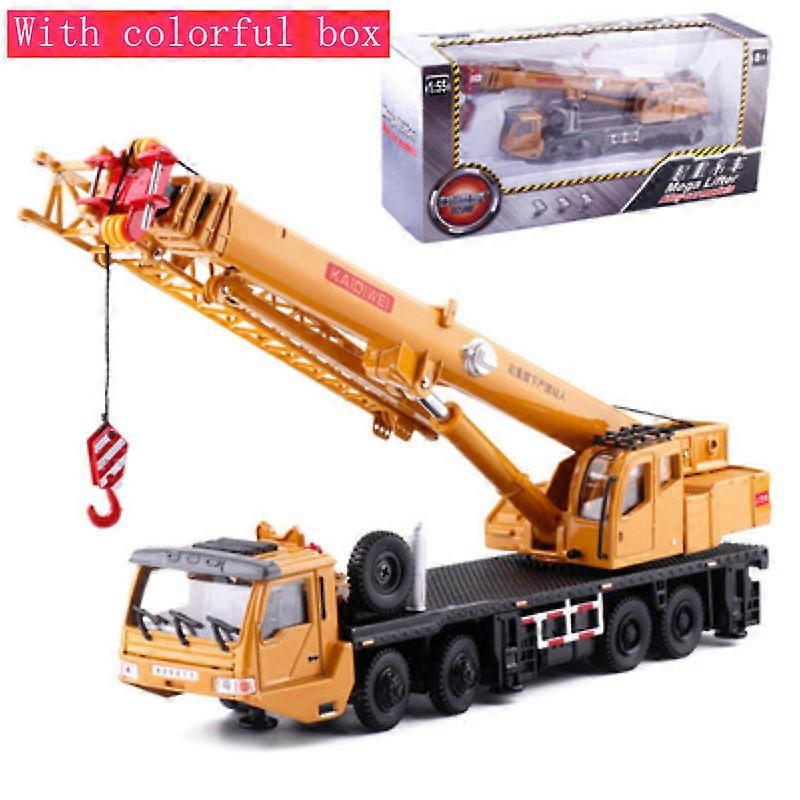 High simulaiton 1:55 All-Alloy Crane Crane Toy Engineering Vehicle Model With rotation Moving Car Alloy Sliding Construction Car