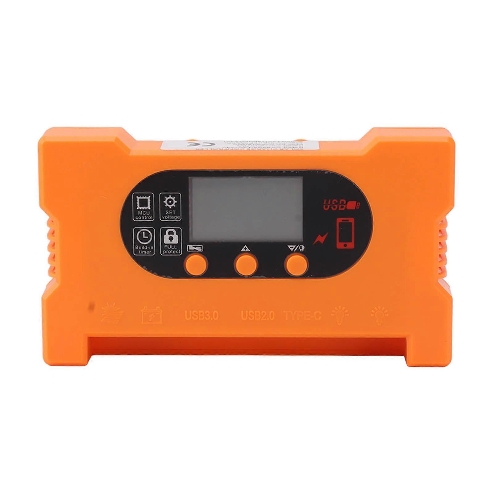 Solar Charge Controller 12V 24V Dual USB Type C Fast Charging Solar Panel Battery Regulator with LCD Display 10A