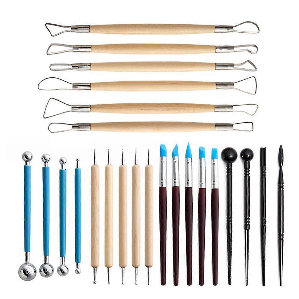 24pcs/Set Clay Tools Set Polymer Modeling Wax Carving Pottery Tools