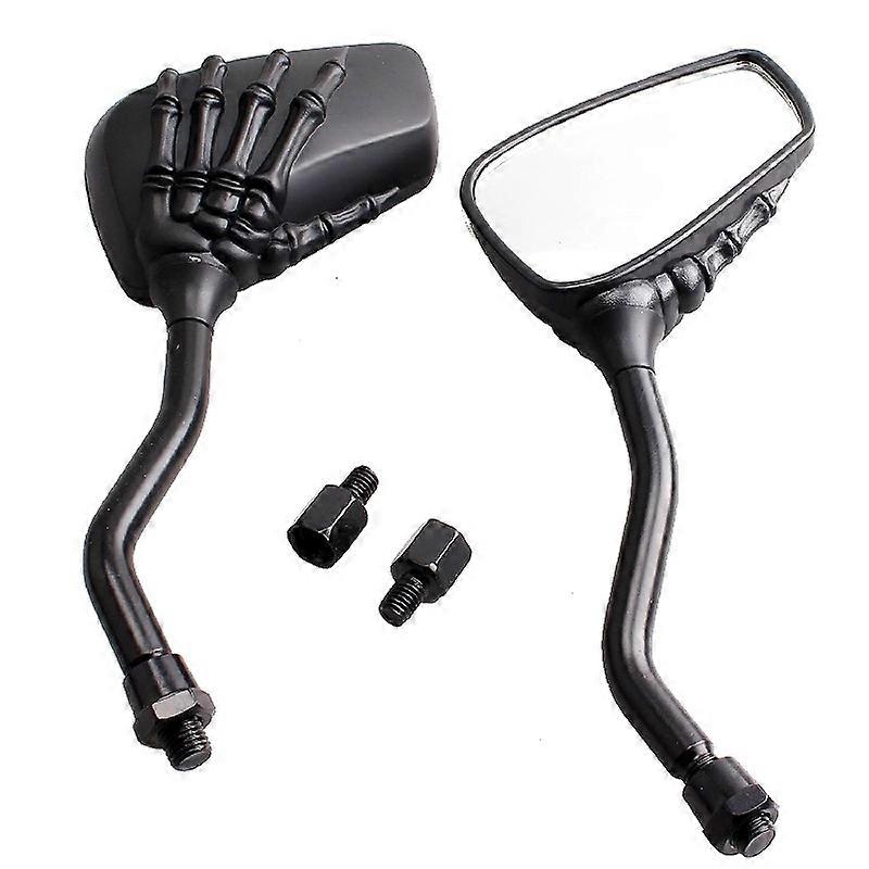QX Pair Motorcycle Mirror Skeleton Skull Hand Claw Side Rear View Mirrors LED Turn Signal Light 8mm 10mm Universal Motorcycle Part
