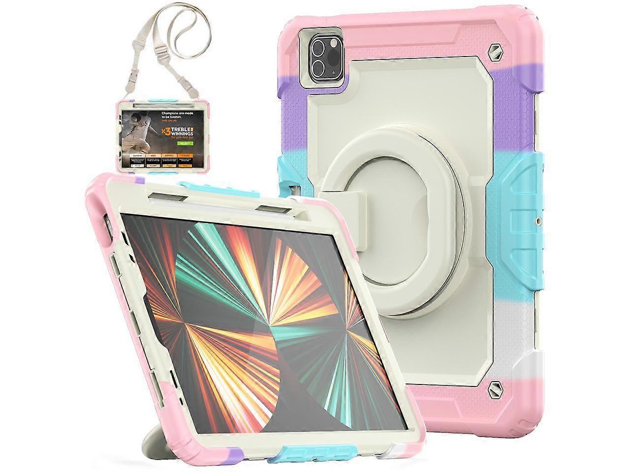 Case for iPad Air 5 / Air 4 10.9 2022 2020, iPad Pro 11 inch with Screen Protector [Support Apple Pencil Pair & Charging] and Handle Strap Kickstand S