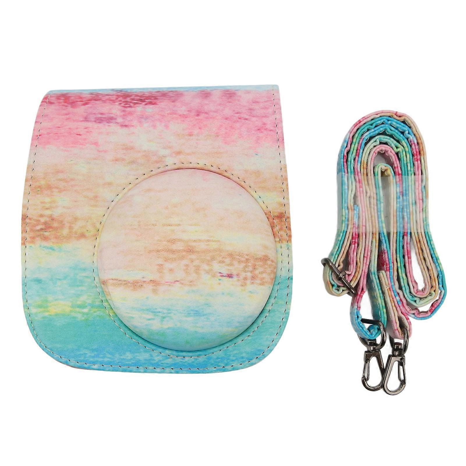 Instant Camera Case Fit for for Mini 11 12 Oil Paint PU Leather Protective Camera Bag with Adjustable Shoulder Strap