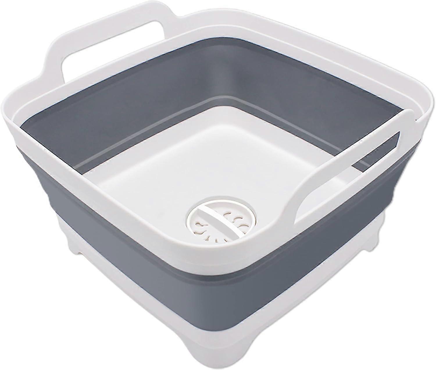 Collapsible Dish Basin with Drain Plug, Space Saving Outdoor Multiuse