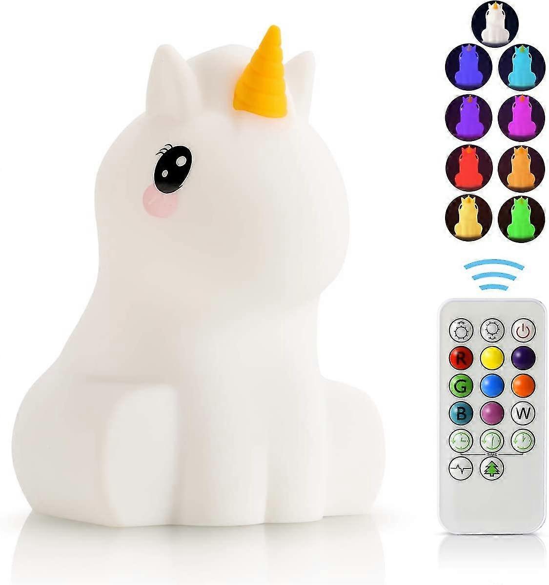 LED Nursery Night Light for Children - USB rechargeable animal silicone Light with touch Sensor and Remote Control - portable Colored Night Light Soft