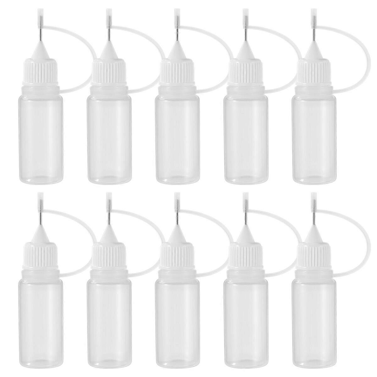 ULTNICE 10Pcs 10ml Needle Tip Glue Bottles Liquid Needle Bottles Applicator DIY Empty Bottles for Home Workplace (White)
