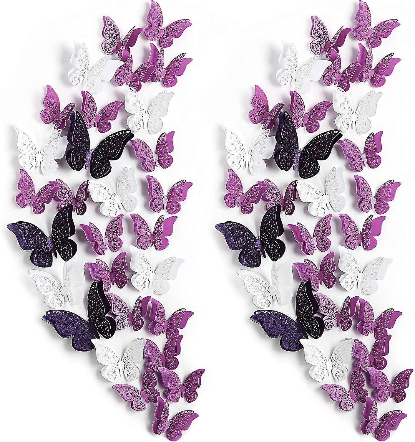 120 κομμάτια 60 ζεύγη 3D στρωματοποιημένη διακόσμηση τοίχων πεταλούδων αφαιρούμενη αυτοκόλλητη πεταλούδα κοίλη αυτοκόλλητη τοιχογραφία DIY διακοσμητικές χειροτεχνίες τέχνης τοίχων για το σπίτι δωματίων μωρών