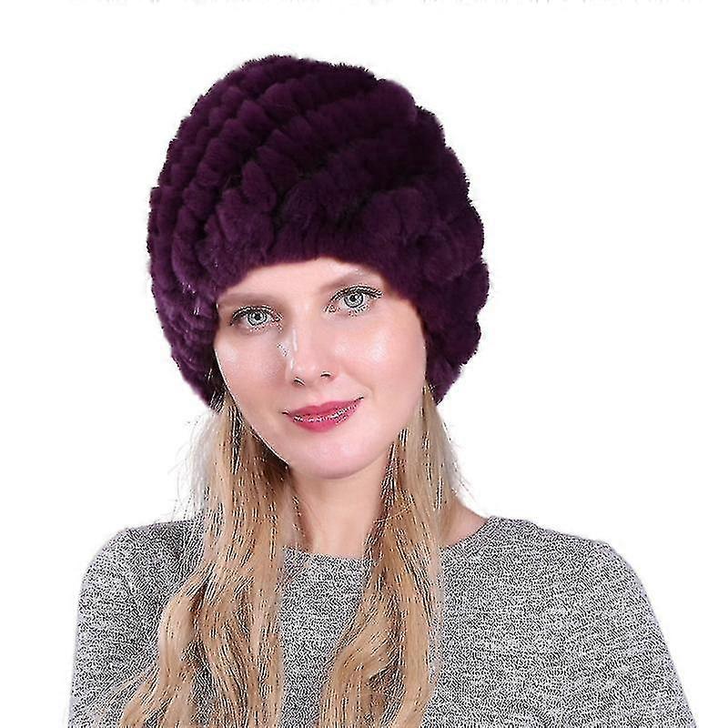 Multicolors Pentru femei Pălărie de blană de iepure Blănă Tricot Beanie Pălărie Cald Iarnă Șapcă Craniu de schi-MXBC