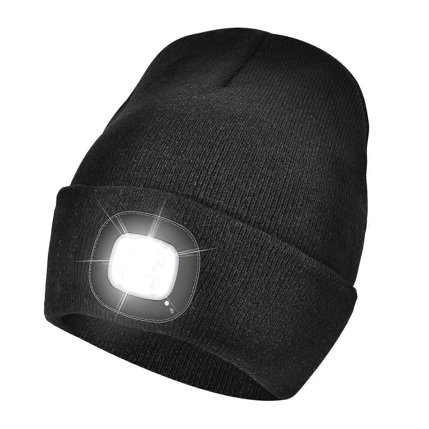 4 Led Lighted Beanie Cap, Usb Rechargeable Running Hat Super Bright Hands Free Headlight Torch Hat