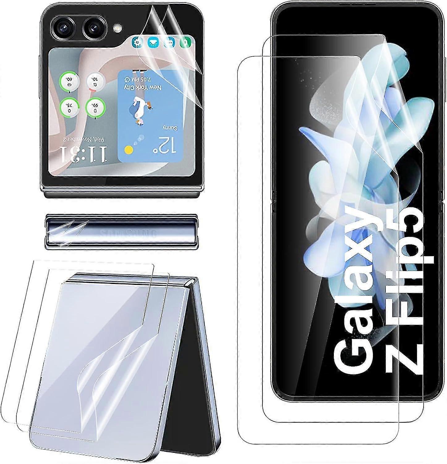 Για το προστατευτικό οθόνης Samsung Z Flip 5, 8 σε 1 εσωτερική ταινία + προστατευτικό μπροστινής οθόνης + προστατευτικό μεντεσέ + πίσω προστατευτικό, εύκαμπτο hd πλήρως καλυμμένο fr φυσαλίδων