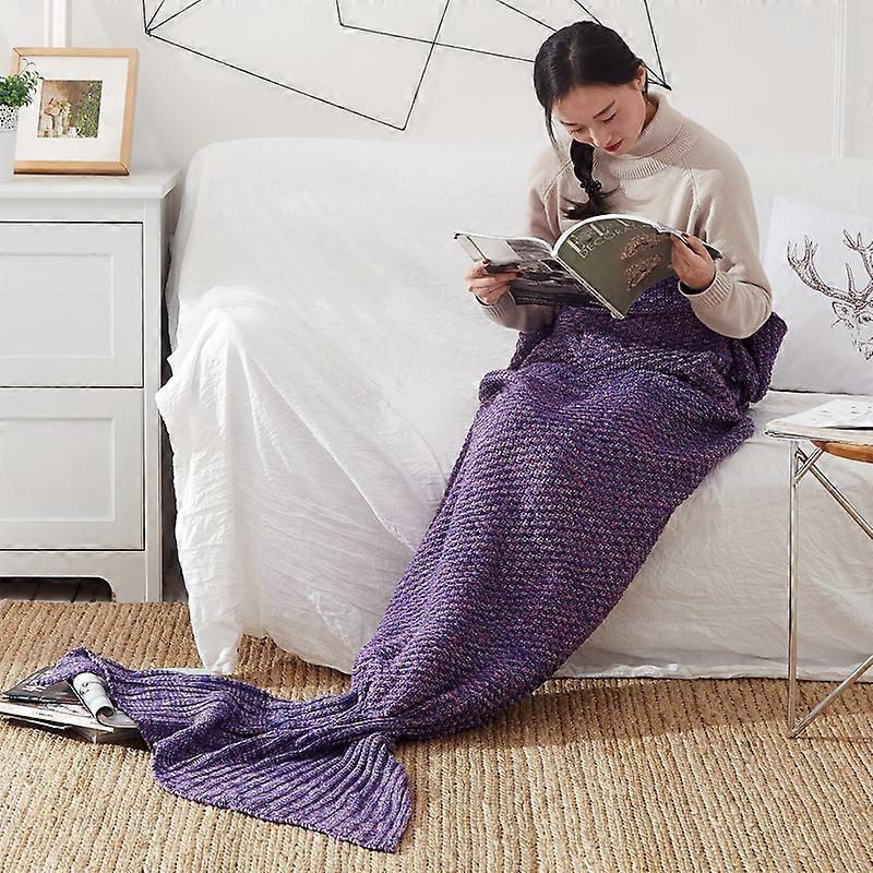 Mermaid Tail Blanket Knitted Fish Tail Blanket Sofa Throw Blanket