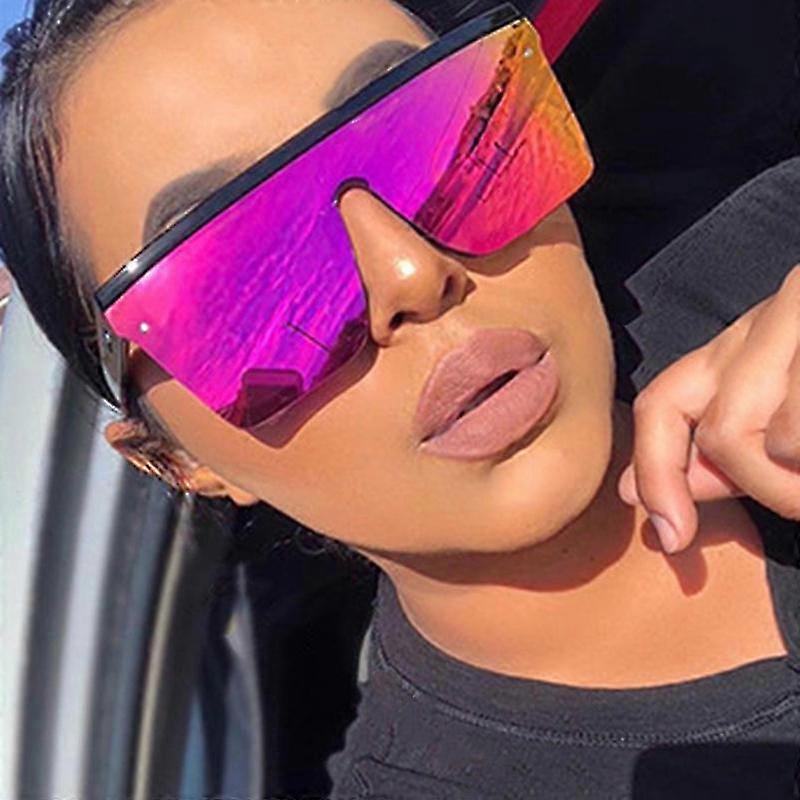 Óculos de sol oversized Mulheres Big Frame Square Flat Top Rebite Gradient Lens Sun Glasses Female Men Vintage Mirror Shades Uv400