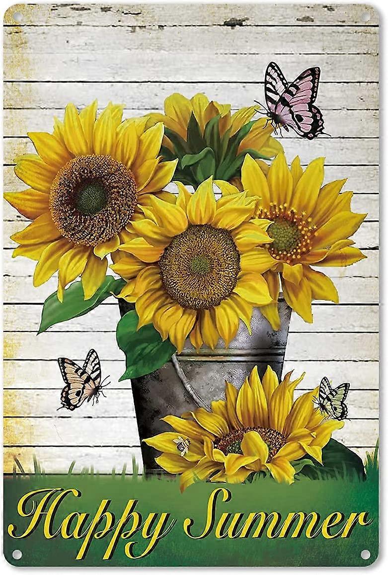 面白い農家の金属の錫の看板の壁の装飾 - ビンテージハッピーサマーサインホームファームガーデンキッチンの装飾女性男性の友人のためのギフト - 8x12インチ
