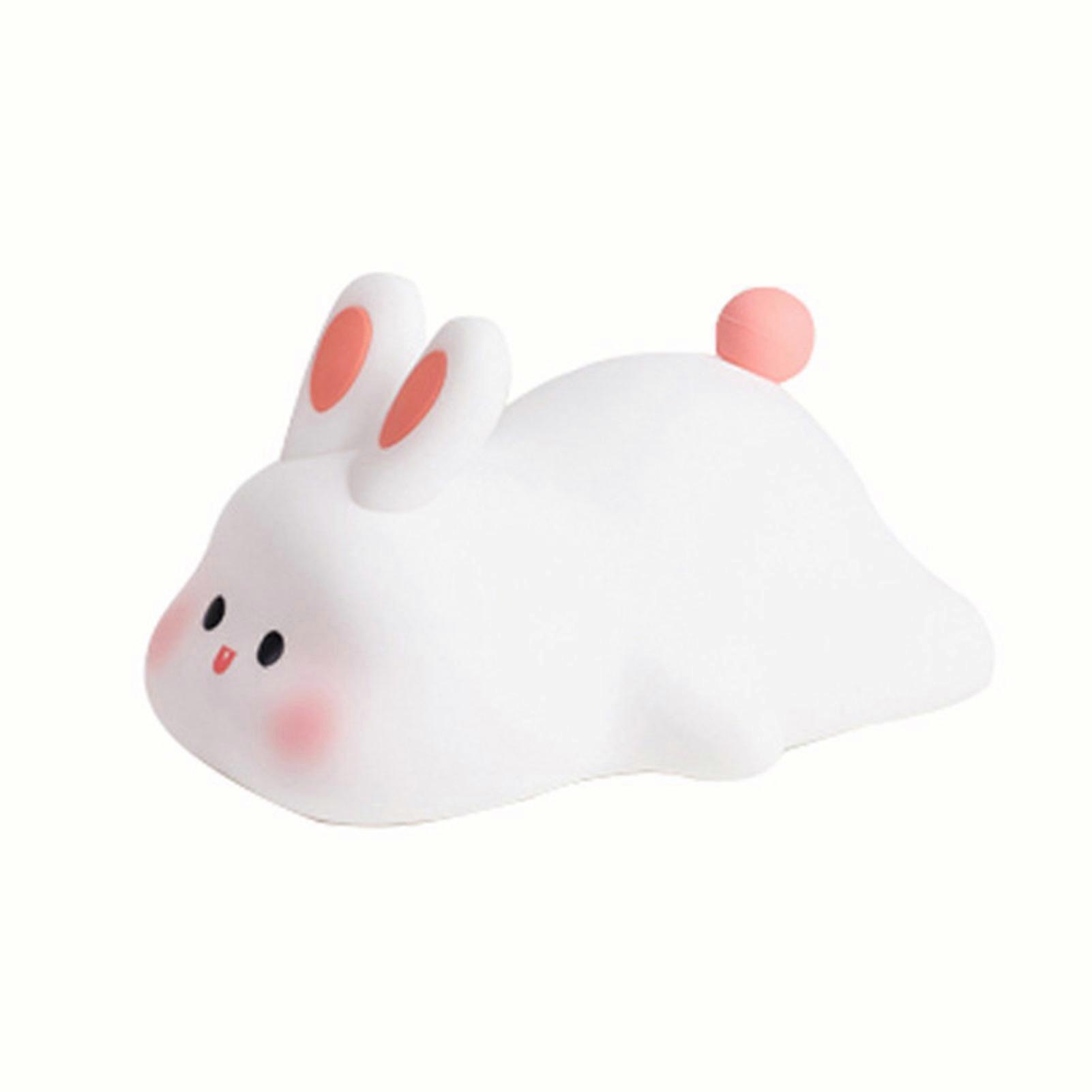 Adorable Bunny Night Lamp with Timer Touch Sensor Dimmable Voice Control Bedside Lamp Desktop Decoration QingHai