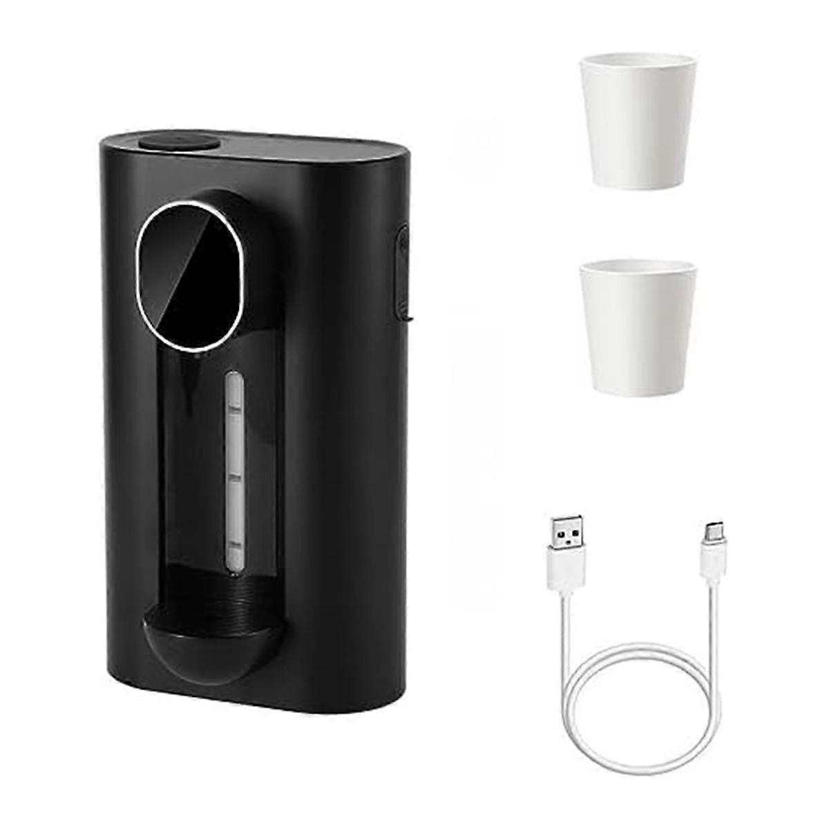 Automatic Mouthwash Dispenser for Bathroom 18 Oz Wall Mounted Smart Mouth Wash Dispenser with 2 Reusable Cups Black
