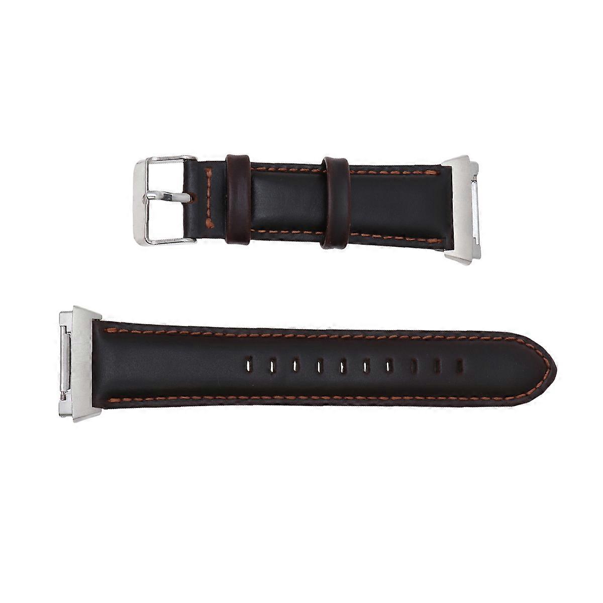 Leather Creative Watch Band Premium Replacement Wristband Strap for Fitbit Ionic Watch Coffee
